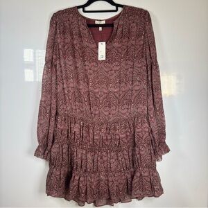 Joie Snow Paisley Split Neck Boho Tiered Silk Dress Sz S NWT $368